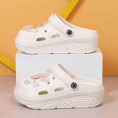 SECHRITE Womens Platform Clogs Garden Shoes Waterproof Beach Pool Sandals Summer Mules Home Slippers - Butterfly Series in Kuwait
