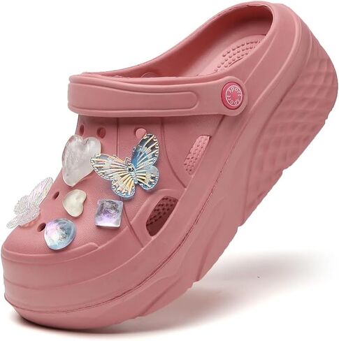 SECHRITE Womens Platform Clogs Garden Shoes Waterproof Beach Pool Sandals Summer Mules Home Slippers - Butterfly Series in Kuwait