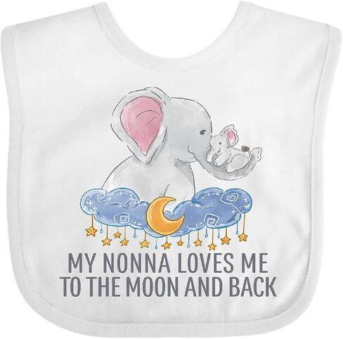 inktastic My Nonna Loves Me To the Moon and Back Elephants in Clouds Baby Bib in Kuwait