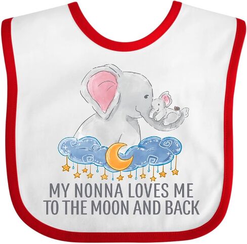 inktastic My Nonna Loves Me To the Moon and Back Elephants in Clouds Baby Bib in Kuwait