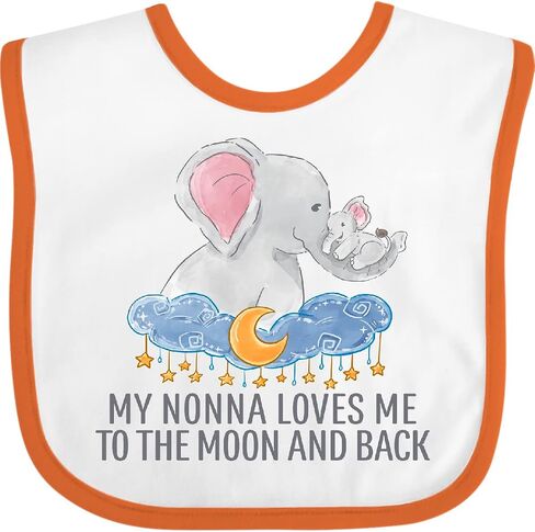 inktastic My Nonna Loves Me To the Moon and Back Elephants in Clouds Baby Bib in Kuwait