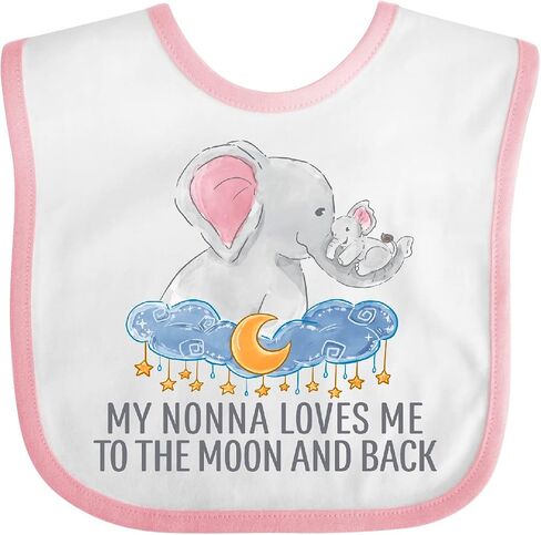inktastic My Nonna Loves Me To the Moon and Back Elephants in Clouds Baby Bib in Kuwait