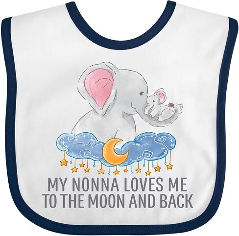 inktastic My Nonna Loves Me To the Moon and Back Elephants in Clouds Baby Bib in Kuwait
