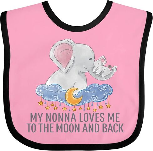 inktastic My Nonna Loves Me To the Moon and Back Elephants in Clouds Baby Bib in Kuwait