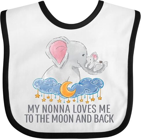 inktastic My Nonna Loves Me To the Moon and Back Elephants in Clouds Baby Bib in Kuwait