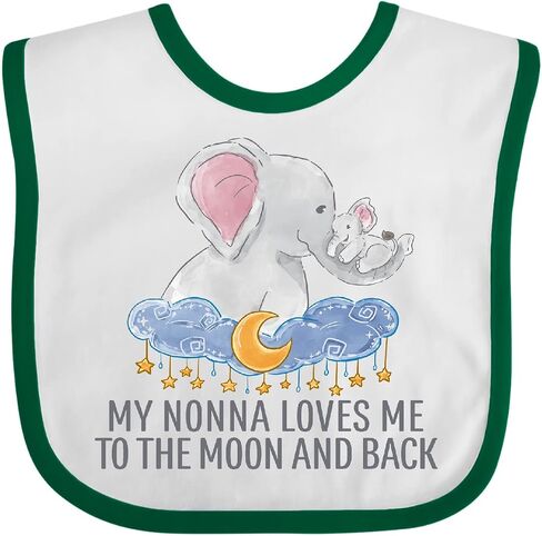 inktastic My Nonna Loves Me To the Moon and Back Elephants in Clouds Baby Bib in Kuwait