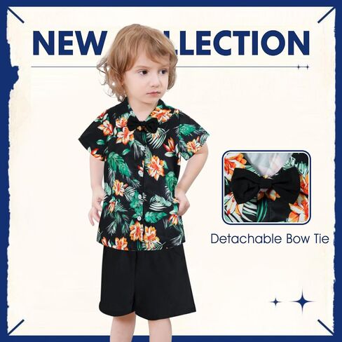 Toddler Baby Boy Clothes Shorts Set Button Down Hawaiian Shirts Solid Shorts Summer Outfits Boys Print Clothing Sets in Saudi Arabia