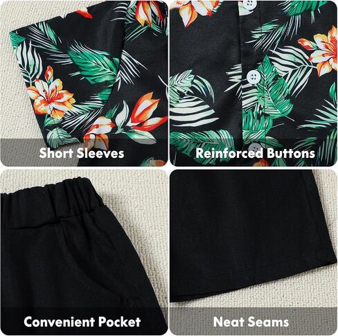 Toddler Baby Boy Clothes Shorts Set Button Down Hawaiian Shirts Solid Shorts Summer Outfits Boys Print Clothing Sets in Saudi Arabia