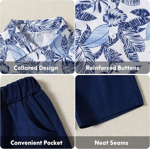 Toddler Baby Boy Clothes Shorts Set Button Down Hawaiian Shirts Solid Shorts Summer Outfits Boys Print Clothing Sets in Saudi Arabia