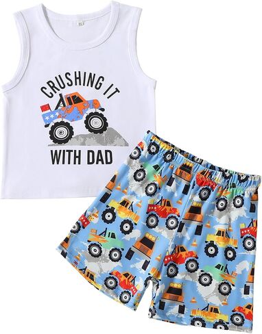 Baby Boy Clothes Toddler Boy Summer Outfits Boys Sleeveless Tank Tops Shorts Set Letter Print Hawaii Beach Clothes in Kuwait