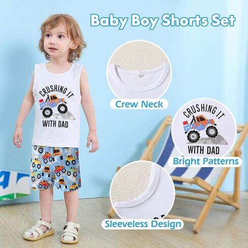 Baby Boy Clothes Toddler Boy Summer Outfits Boys Sleeveless Tank Tops Shorts Set Letter Print Hawaii Beach Clothes in Kuwait