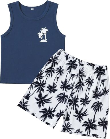Baby Boy Clothes Toddler Boy Summer Outfits Boys Sleeveless Tank Tops Shorts Set Letter Print Hawaii Beach Clothes in Kuwait