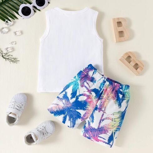 U·nikaka Infant Toddler Baby boy Clothes Summer Short Sleeve Vest Cotton Tops+Pants 2PCS Black Blue Camo White Red in Saudi Arabia