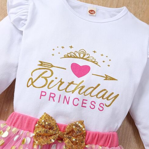 Toddler Kids Baby Girls Birthday Princess Outfits Sleeve Ruffle Shirts + Dot Bubble Tutu Skirt 2PCS Dresses in Saudi Arabia