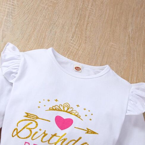 Toddler Kids Baby Girls Birthday Princess Outfits Sleeve Ruffle Shirts + Dot Bubble Tutu Skirt 2PCS Dresses in Saudi Arabia