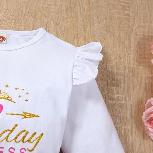 Toddler Kids Baby Girls Birthday Princess Outfits Sleeve Ruffle Shirts + Dot Bubble Tutu Skirt 2PCS Dresses in Saudi Arabia