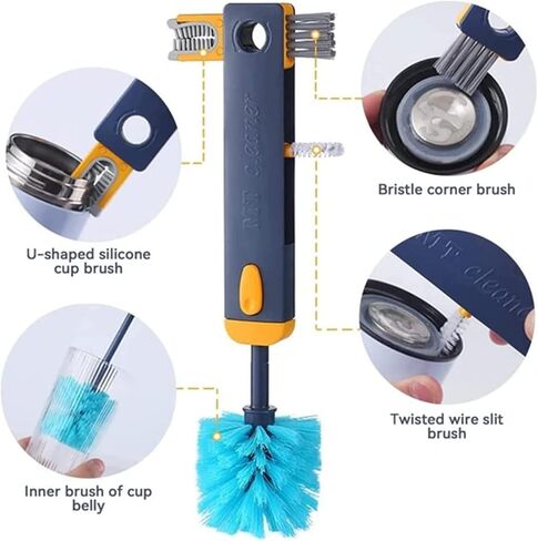 4 in 1 Baby Bottle Brush - 2 Pack Bottle Brush Cleaner with Straw Cleaning Brush, Bottle Cleaner Brush Set for Washing Sport Bottle, Mug, Cup Cover, Bottle Cap in Kuwait