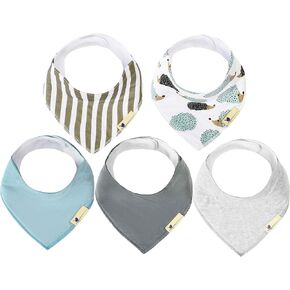 MAGNETIC Bandana Drool Bib 5-pack | Magnetic Closure- Safe, Easy, Chic Magnetic Teething Bib