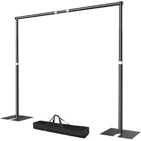 EMART Pipe and Drape Backdrop Stand Kit 8.5x10ft, Heavy Duty Backdrop Stand with Metal Steel Base Adjustable Background Support System for Photography, Wedding, Party - Black