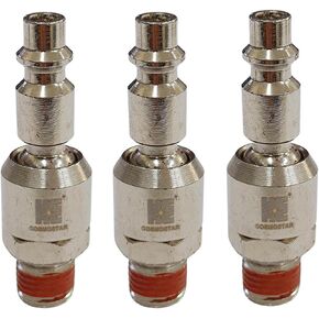 COSMOSTAR Industries Steel 1/4" PMNPTS Swivel Air Plug Fitting 3 Pieces, 1/4 Inch Swivel Plug and 1/4" NPT Connector with Pre-Applied Sealant - Industrial Type Quick Connect Plugs (1/4" PMNPTS, 3 PCS)