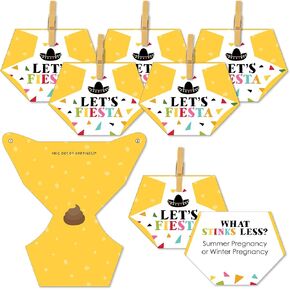 Big Dot of Happiness Let’s Fiesta - Baby Shower Conversation Starter - 2-in-1 Dirty Diaper Game - Set of 24