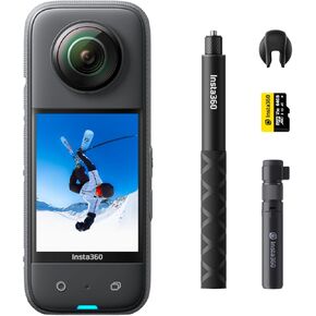 Insta360 X3 Bullet Time Kit - 360 Action Camera with 5.7K 360 Active HDR Video, 4K Single-Lens Camera, Waterproof, FlowState Stabilization, 2.29" Touchscreen, AI Editing, for Motorcycle, Wintersports