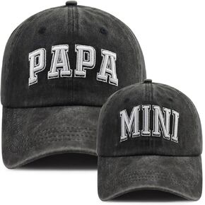 2PCS Papa and Mini Baseball Cap for Dad Child, Adjustable Cotton Father Son Daughter Matching Outfits Hat