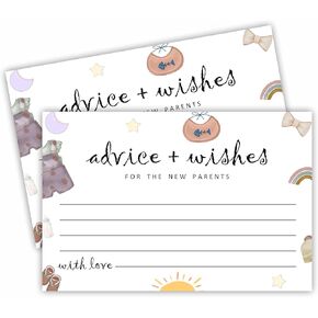 30 Advice & Wishes Cards - Little Boy - Double Sided Fill- Advice Cards For Baby Shower, Party Favor & Supplies Gender Reveal, New Born Baby Announcement Party Supplies- A01