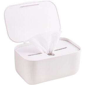 Moorfowl Baby Wipes Dispenser White Flushable Wipes Holder for Bathroom Refillable Dryer Sheet Container with Large Capacity, 8.85" L x 5.7" W x 4.13" H