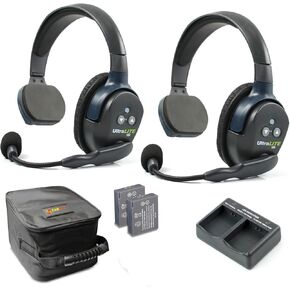 EARTEC UL2S UltraLITE Full Duplex Wireless Headset Communication for 2 Users - 2 Single Ear Headsets