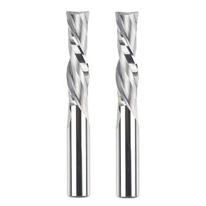 SpeTool 2PCS Down Cut Spiral Router Bits Set 1/2 Inch Shank, Extra Long 4 Inch with 1/2 Inch Cutting Diamter, Carbide CNC Bits for Wood Carving