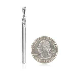 Amana Tool 51781 SC CNC Spiral Double O Flute Plastic Cutting 1/8 Dia x 1/2 CH x 1/8 Shank x 2 Inch Long Down-Cut Router Bit
