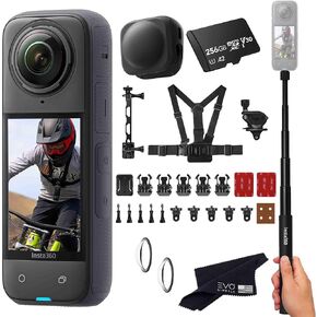 حزمة الدراجة Insta360 X4 - كاميرا أكشن 360 مقاومة للماء مع مستشعرات 1/2 بوصة 48 ميجابكسل، فيديو 8K 360 HDR، صورة 72 ميجابكسل 360، | تتضمن حزمة الدراجة، عصا سيلفي، غطاء عدسة (1 تيرابايت)، أسود in Kuwait