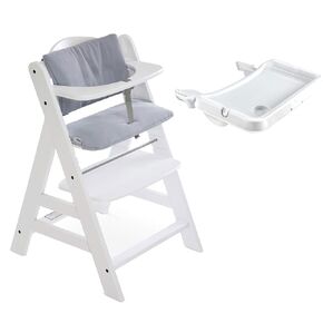 hauck Food Tray for Alpha & Beta Baby High Chair, w/Cushion Pad & Cup Holder, Anti-Slide Protection, Adjustable, White/Gray (High Chair Not Included)