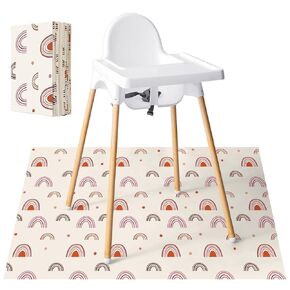 40 Pcs 28" x 47" Disposable Splat Mat for Under High Chair Baby Floor Mats Waterproof Splash Mat Biodegradable Multipurpose Activity Mat for Baby LED Weaning Supplies Home(Boho Rainbow)