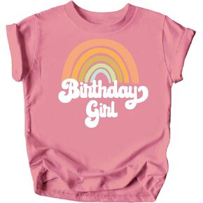 Retro Rainbow Birthday Girl Colorful Shirts for Baby and Toddler Girls Birthday Outfits