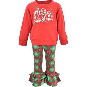 Unique Baby 2 Piece Girls Ruffle Leggings Outfit with Sweater Shirt Kid and Toddler Clothes Set