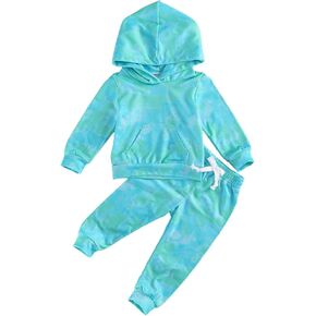Amiblvowa Kids Toddler Baby Girl Tie Dye Tracksuit Outfit Crewneck Top and Pants 2Pcs Clothes Set Sweatsuits Jogging Suits