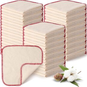 meekoo 45 Pcs Flannel Cloth Baby Wipes Reusable Baby Diapers Wipes 8 x 8 Inch Soft and Sturdy Baby Face Wipes Washable Natural Unbleached Cloth Wipes Outer Stitching (Blue)