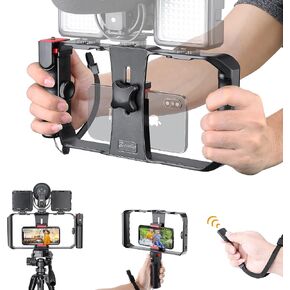Zeadio Smartphone Stabilizer Grip, Cellphone Video Rig Tripod Mount Holder, with Wireless Remote Shutter for All iPhone and Android Smartphones