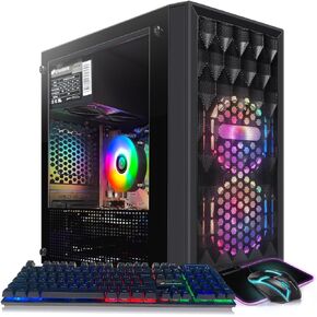 STGAubron Gaming Desktop PC, Intel Core i5 3.2G up to 3.6G, Radeon RX 560 4G GDDR5, 16G RAM, 512G SSD, 600M WiFi, BT 5.0, RGB Fan x 3, RGB Keyboard & Mouse & Mouse Pad, W10H64