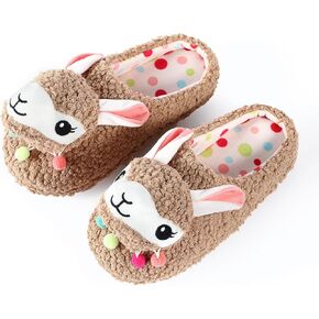 Cute Animal Slippers Soft Funny Alpaca Slippers Fuzzy Llama Slippers Memory Foam for Women Indoor Warm Fleece Bedroom Slippers Ladies Girls House Non-Slip Slippers