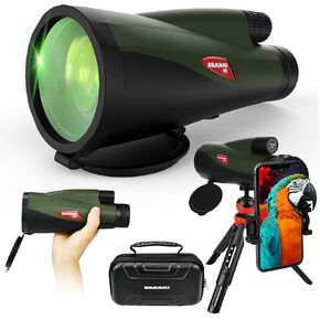 12X60 Monocular Telescope with Smartphone Holder & Tripod for Hunting, High Power Bird Watching, and Traveling - Waterproof, Night Vision, and Bak4 Prism