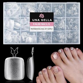 UNA GELLA Short Square Fake Nails 216pcs Short Square Press on Nails Pre-shape Short Square Gel Nail Tips for Full Cover Acrylic Short Square Nails False Nails For Nail Extension Home DIY Nail Salon 12 Sizes Gelly Tips