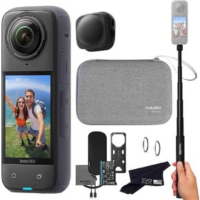 Insta360 X4 Travel Bundle-8K Waterproof 360 Action Camera with 1/2" 48MP Sensors, 8K 360 HDR Video, 72MP 360 Photo, AI Editing |Bundle Includes Carry Case, Selfie Stick, Lens Cap (512GB)