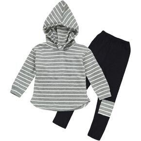 Ritatte Toddler Girl Fall Outfits Striped Hoodie Pants 2PCS Sweatsuit Set Kids Baby Winter Clothes Jogging Suits for 2-6Y