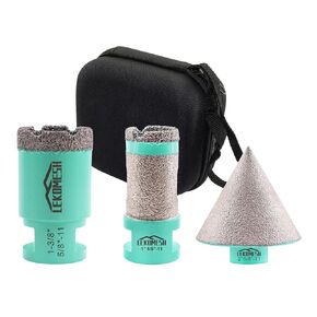 Diamond Core Drill Bits Diamond Chamfer Bit 5/8"-11 Thread for Porcelain Tile Ceramic Marble Brick Concrete (35mm Drill Bits, 25mm Diamond Drilling Milling Bits, 50mm Chamfer Bits)
