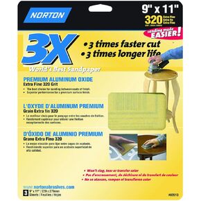 9" x 11" Norton 02613 ProSand Sanding Sheet 320-Grit Handy-Pack