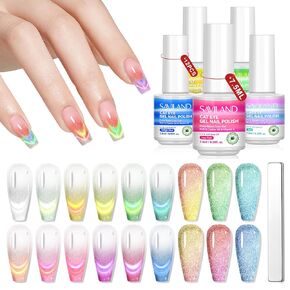 SAVILAND Glows in The Dark Gel Nail Polish Set - 12 Holiday Colors Luminous Neon Nail Gel Polish Set Soak off U V/LED Glow Effect Nail Polish for DIY Nail Art Design Holiday Gifts for Women