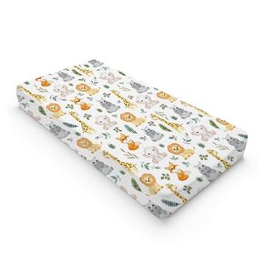 Jungle Safari Animals Tropical Leaves Changing Pad Covers for Boy Girl 32''x16'' Elephant Lion Giraffe Hippo Fox Unisex Fitted Changing Pad Sheets Comfort Soft Breathable Baby Changing Table Mats